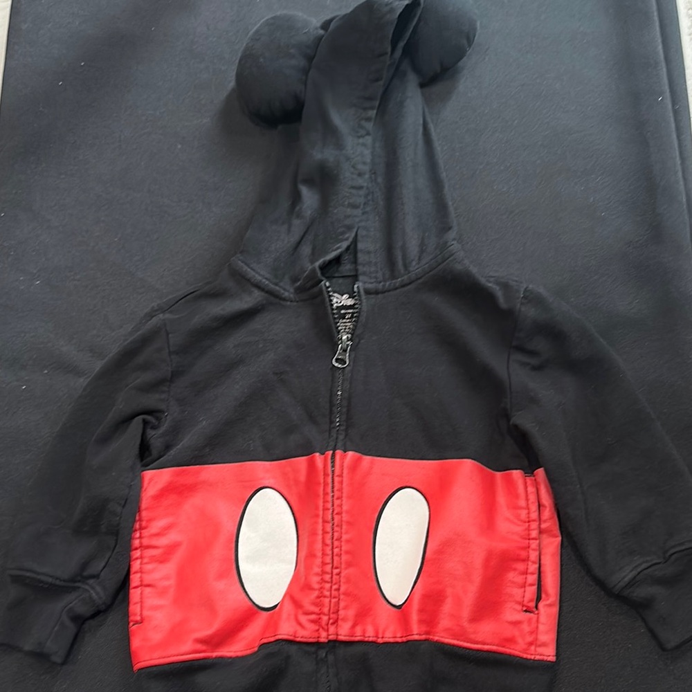 Disney Mickey Mouse Black and Red Zip Up Sweatshirt